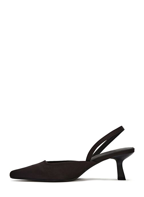 Kadın Siyah Arkası Açık Kısa İnce Topuklu Ayakkabı 25SFE40296F - Görsel 4