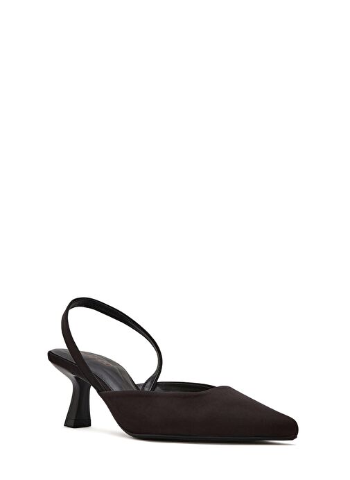 Kadın Siyah Arkası Açık Kısa İnce Topuklu Ayakkabı 25SFE40296F - Görsel 8