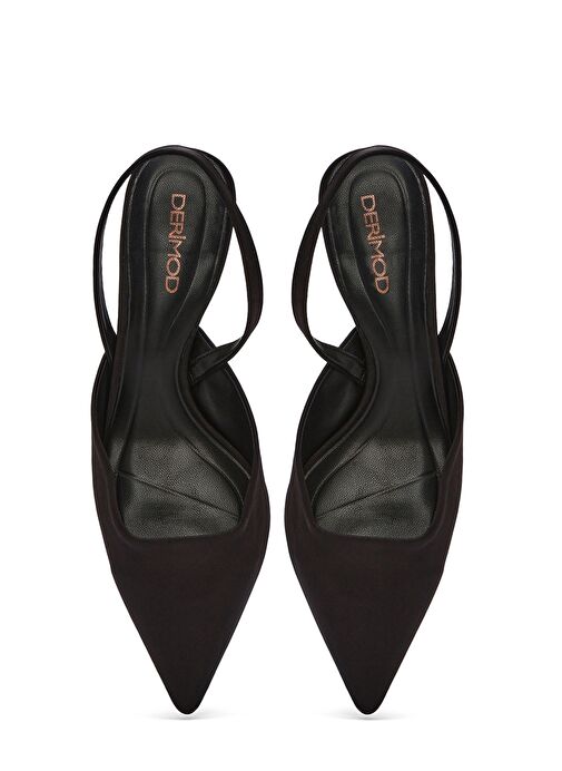 Kadın Siyah Arkası Açık Kısa İnce Topuklu Ayakkabı 25SFE40296F - Görsel 9