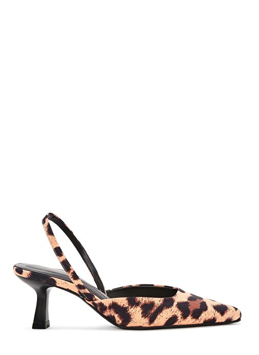 Kadın Leopar Arkası Açık Kısa İnce Topuklu Ayakkabı 25SFE40296F - Görsel 2