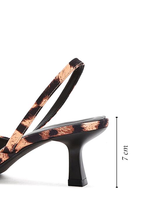 Kadın Leopar Arkası Açık Kısa İnce Topuklu Ayakkabı 25SFE40296F - Görsel 3