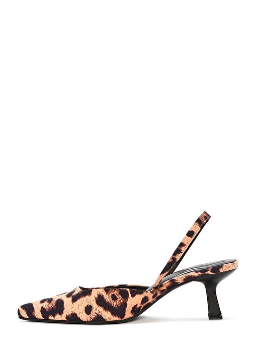 Kadın Leopar Arkası Açık Kısa İnce Topuklu Ayakkabı 25SFE40296F - Görsel 5