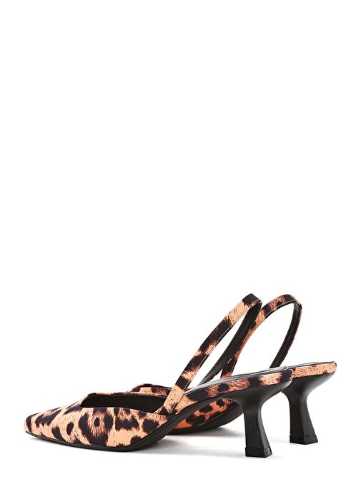 Kadın Leopar Arkası Açık Kısa İnce Topuklu Ayakkabı 25SFE40296F - Görsel 7