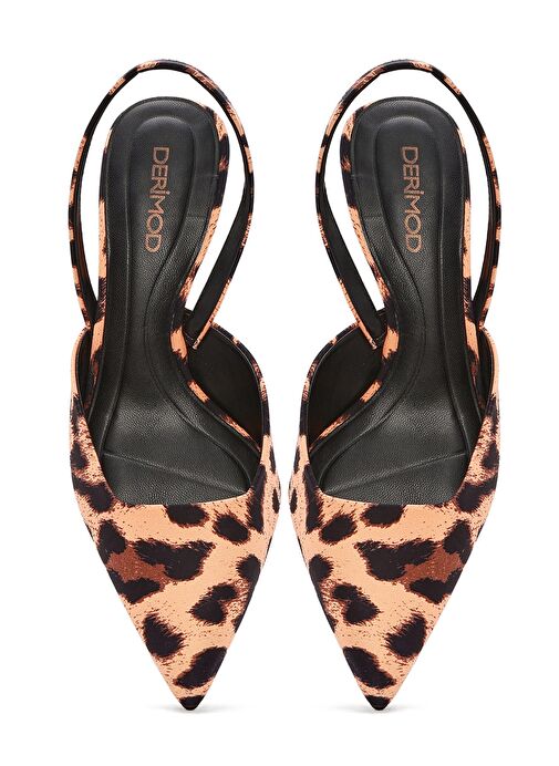 Kadın Leopar Arkası Açık Kısa İnce Topuklu Ayakkabı 25SFE40296F - Görsel 9