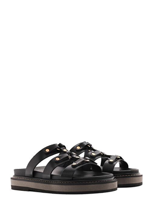 Kadın Siyah Kalın Tabanlı Terlik 25SFE400818 - Görsel 4