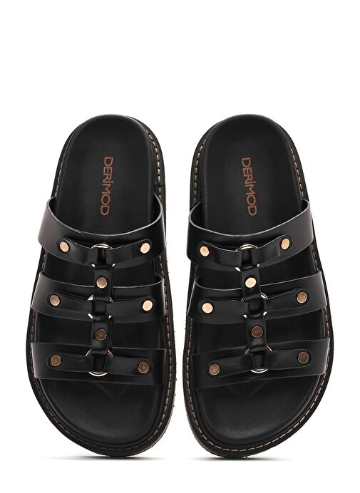 Kadın Siyah Kalın Tabanlı Terlik 25SFE400818 - Görsel 8