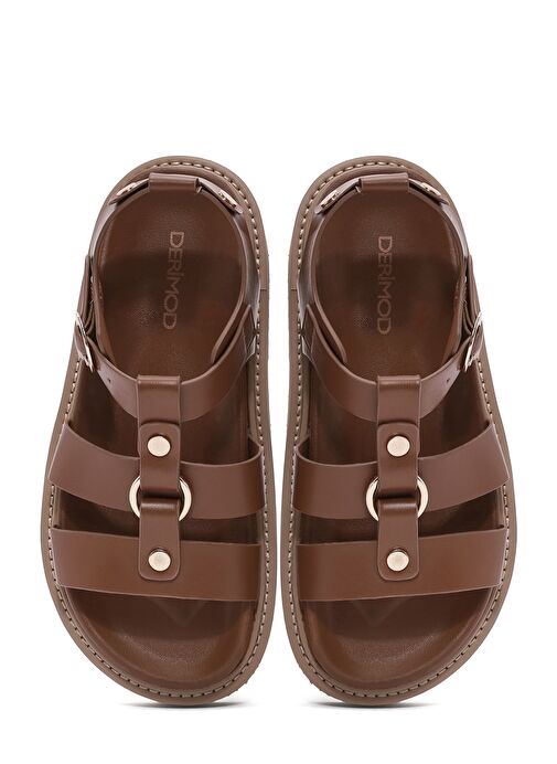 Kadın Taba Bilekten Bağlamalı Kalın Tabanlı Sandalet 25SFE401418 - Görsel 8