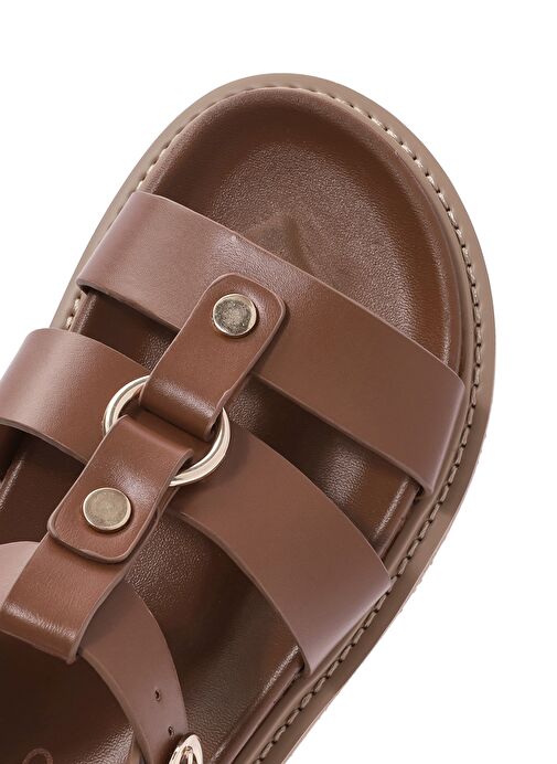 Kadın Taba Bilekten Bağlamalı Kalın Tabanlı Sandalet 25SFE401418 - Görsel 9