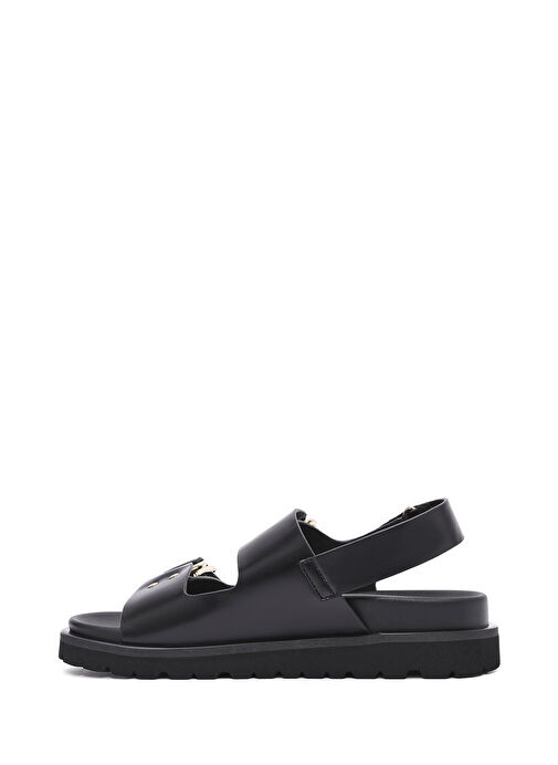 Kadın Siyah Bantlı Kalın Tabanlı Deri Sandalet 25SFE401518 - Görsel 3