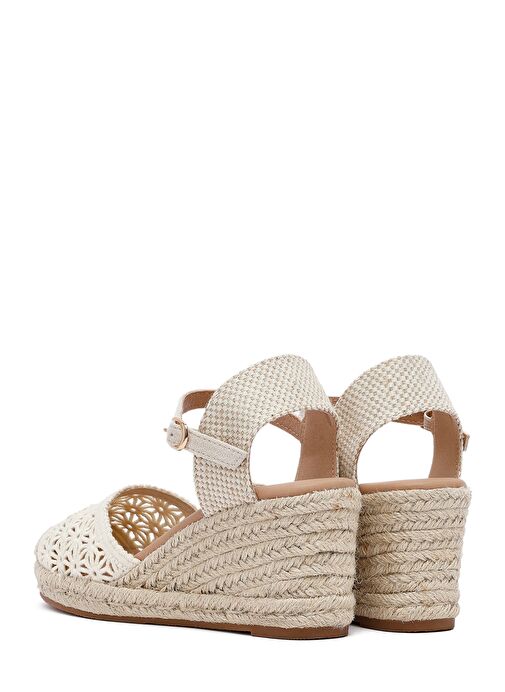 Kadın Bej Bilekten Tokalı Dolgu Topuklu Espadril 25SFE40186F - Görsel 7