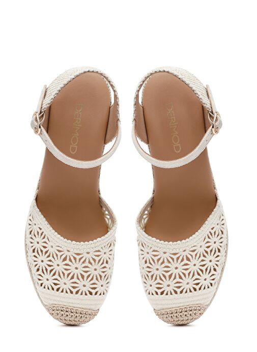 Kadın Bej Bilekten Tokalı Dolgu Topuklu Espadril 25SFE40186F - Görsel 9