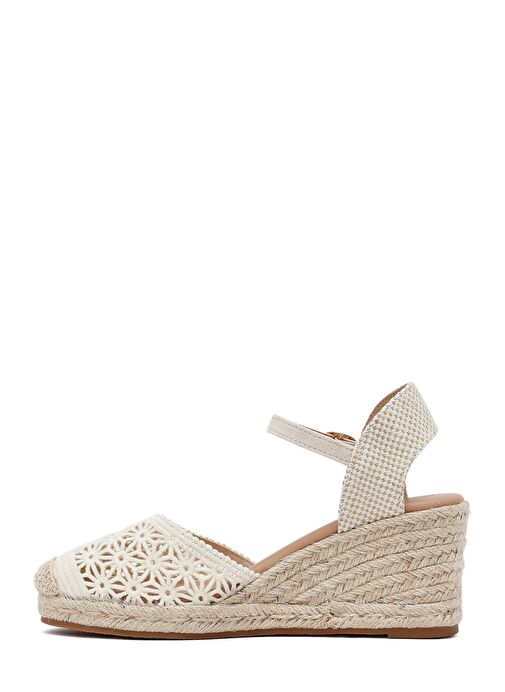 Kadın Bej Bilekten Tokalı Dolgu Topuklu Espadril 25SFE40186F - Görsel 5
