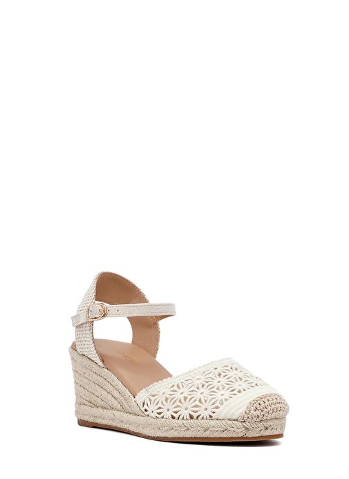 Kadın Bej Bilekten Tokalı Dolgu Topuklu Espadril 25SFE40186F - Görsel 8
