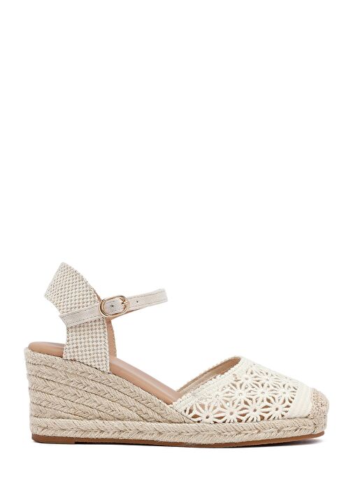 Kadın Bej Bilekten Tokalı Dolgu Topuklu Espadril 25SFE40186F - Görsel 2