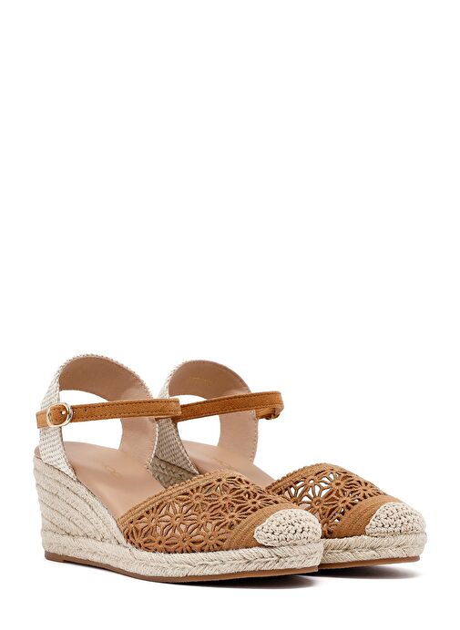 Kadın Taba Bilekten Tokalı Dolgu Topuklu Espadril 25SFE40186F - Görsel 4
