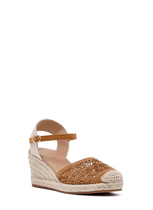 Kadın Taba Bilekten Tokalı Dolgu Topuklu Espadril 25SFE40186F - Görsel 8