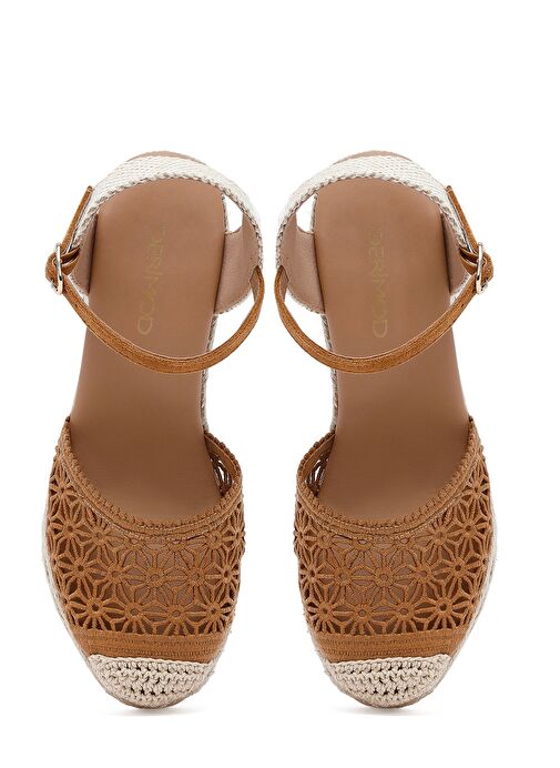 Kadın Taba Bilekten Tokalı Dolgu Topuklu Espadril 25SFE40186F - Görsel 9