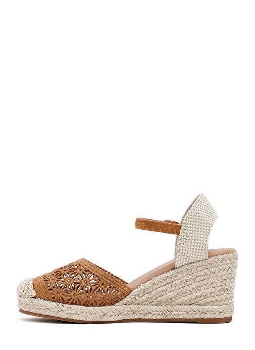 Kadın Taba Bilekten Tokalı Dolgu Topuklu Espadril 25SFE40186F - Görsel 5