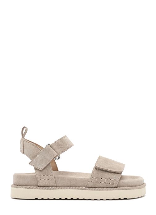 Kadın Krem Bantlı Kalın Tabanlı Süet Deri Sandalet 25SFD405510 - Görsel 2