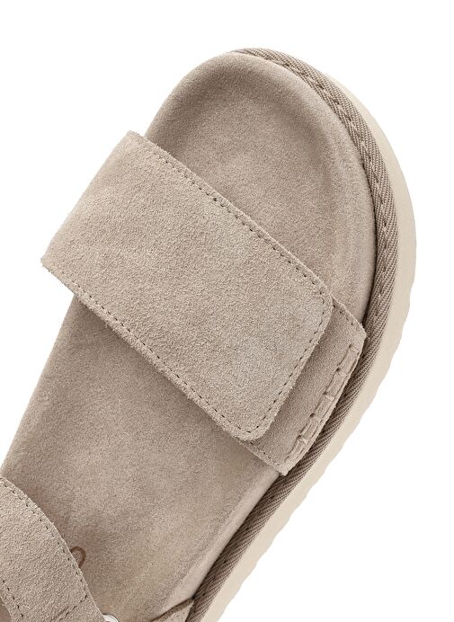 Kadın Krem Bantlı Kalın Tabanlı Süet Deri Sandalet 25SFD405510 - Görsel 9