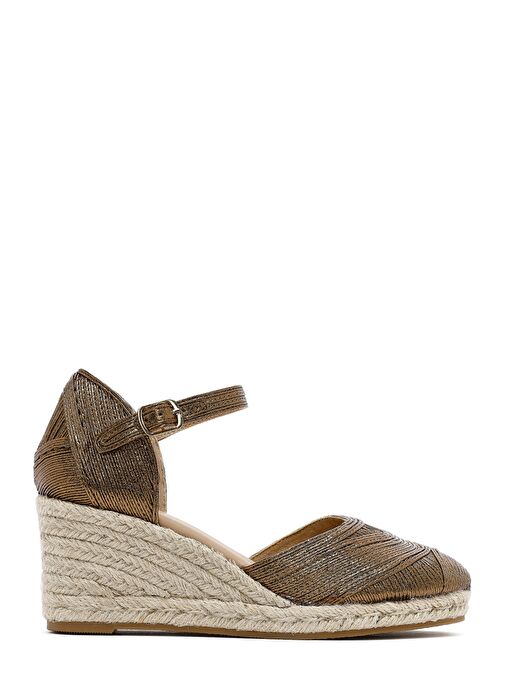 Kadın Bronz Bilekten Tokalı Metalik Dolgu Topuklu Espadril 25SFE402032 - Görsel 2