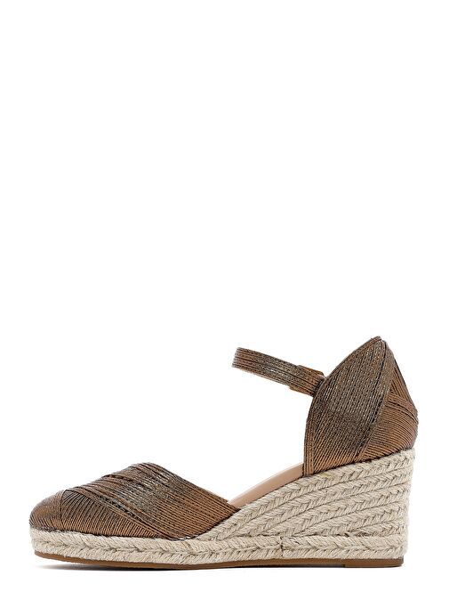 Kadın Bronz Bilekten Tokalı Metalik Dolgu Topuklu Espadril 25SFE402032 - Görsel 5