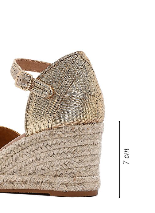 Derimod Derimod Kadın Altın Bilekten Tokalı Metalik Dolgu Topuklu Espadril 25SFE402032 Casual Ayakkabı | Boyner Altın - 3. görsel