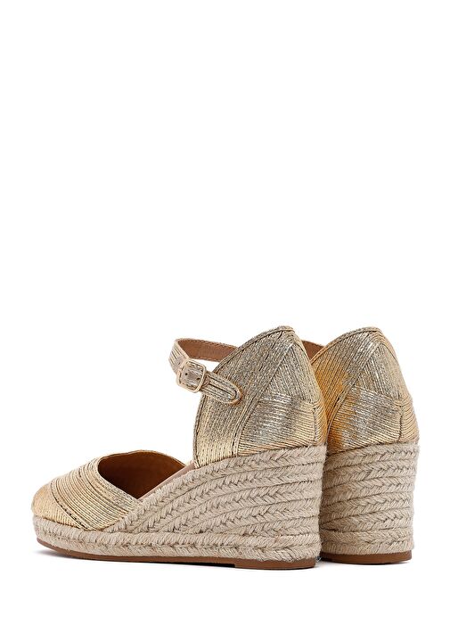 Derimod Derimod Kadın Altın Bilekten Tokalı Metalik Dolgu Topuklu Espadril 25SFE402032 Casual Ayakkabı | Boyner Altın - 7. görsel