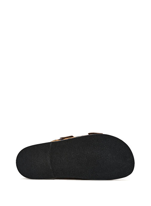 Kadın Leopar Çift Tokalı Süet Deri Terlik 25SFD200710 - Görsel 5