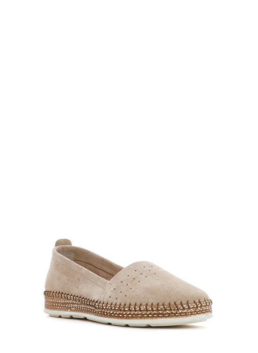 Kadın Bej Süet Deri Comfort Loafer 25SFD500510 - Görsel 7