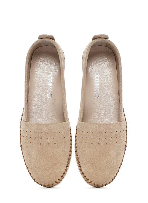 Kadın Bej Süet Deri Comfort Loafer 25SFD500510 - Görsel 8