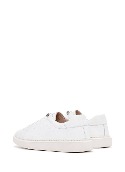 Kadın Beyaz Bağcıklı Deri Sneaker 25SFD500718 - Görsel 6