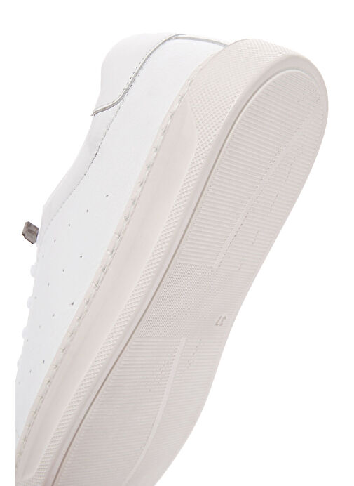 Kadın Beyaz Bağcıklı Deri Sneaker 25SFD500718 - Görsel 9