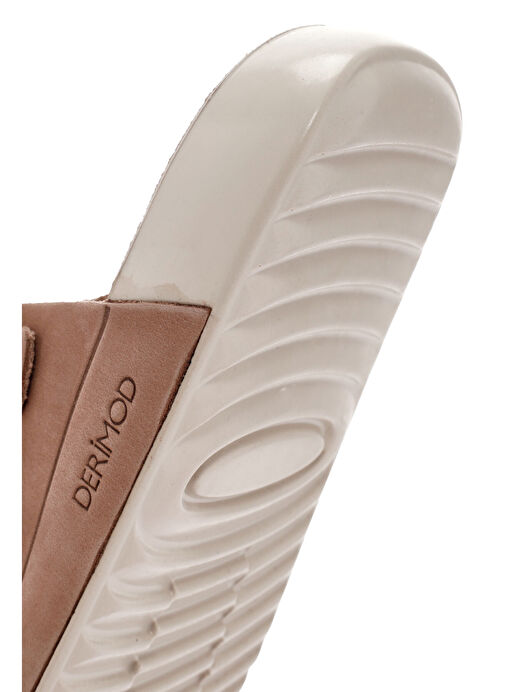 Kadın Bej Tokalı Nubuk Deri Comfort Terlik 25SFD5001V3 - Görsel 9