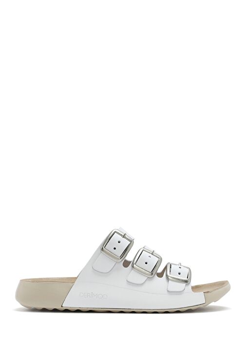 Kadın Beyaz Tokalı Deri Comfort Terlik 25SFD500118 - Görsel 2