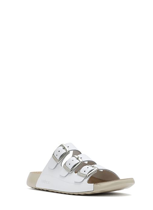 Kadın Beyaz Tokalı Deri Comfort Terlik 25SFD500118 - Görsel 7