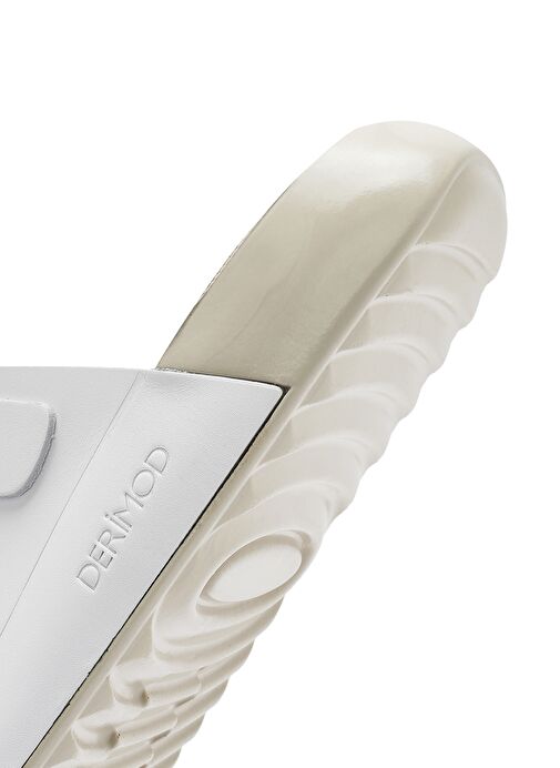 Kadın Beyaz Tokalı Deri Comfort Terlik 25SFD500118 - Görsel 9