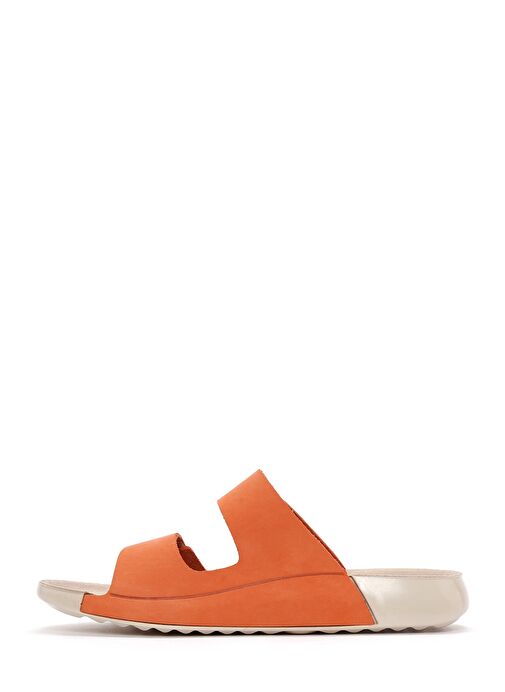 Kadın Turuncu Çift Bantlı Nubuk Deri Comfort Terlik 25SFD5002V3 - Görsel 3