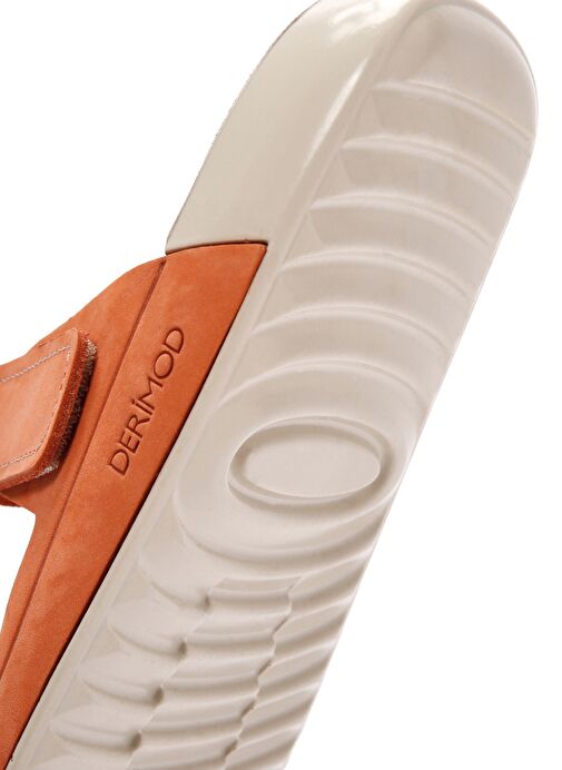 Kadın Turuncu Çift Bantlı Nubuk Deri Comfort Terlik 25SFD5002V3 - Görsel 9