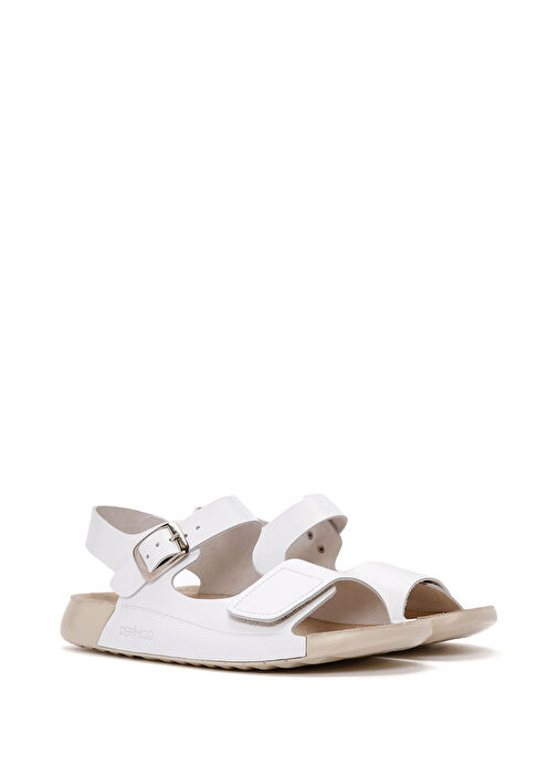 Kadın Beyaz Bilekten Bağlamalı Deri Comfort Sandalet 25SFD500318 - Görsel 4