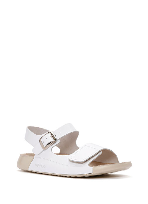 Kadın Beyaz Bilekten Bağlamalı Deri Comfort Sandalet 25SFD500318 - Görsel 7