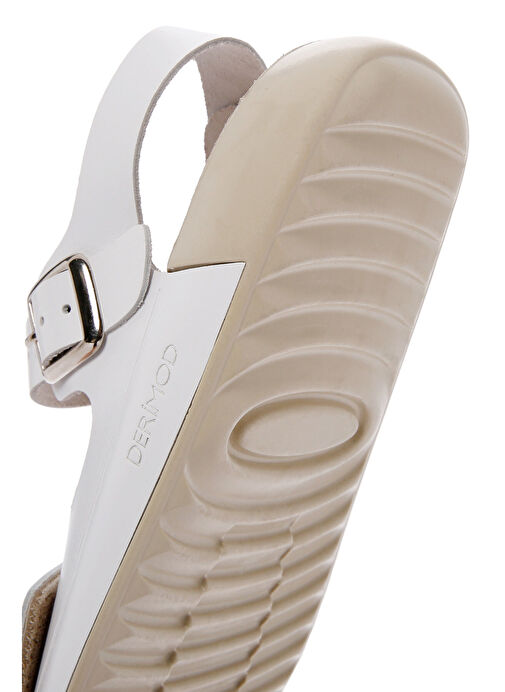 Kadın Beyaz Bilekten Bağlamalı Deri Comfort Sandalet 25SFD500318 - Görsel 9