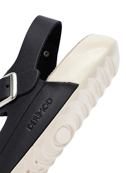 Kadın Siyah Bilekten Bağlamalı Deri Comfort Sandalet 25SFD500318 - Görsel 9