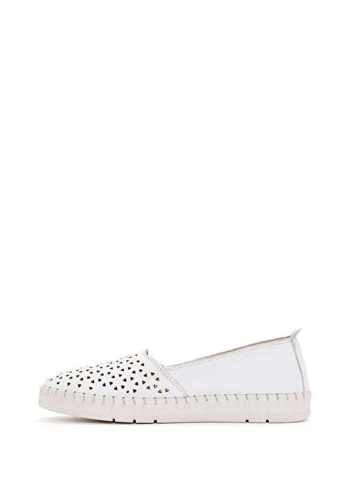 Kadın Beyaz Deri Comfort Loafer 25SFD500418 - Görsel 3