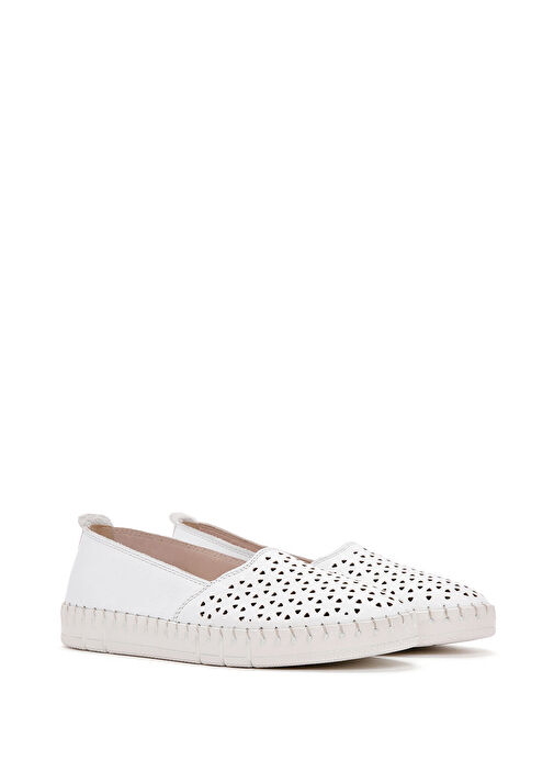 Kadın Beyaz Deri Comfort Loafer 25SFD500418 - Görsel 4