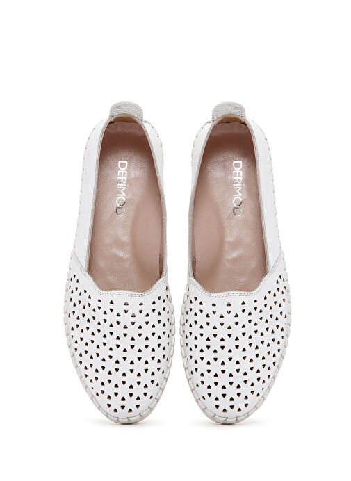 Kadın Beyaz Deri Comfort Loafer 25SFD500418 - Görsel 8