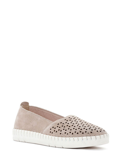 Kadın Bej Süet Deri Comfort Loafer 25SFD500410 - Görsel 7
