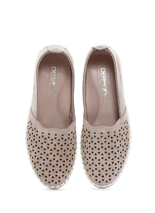 Kadın Bej Süet Deri Comfort Loafer 25SFD500410 - Görsel 8