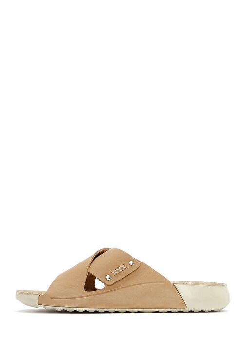 Kadın Bej Nubuk Deri Comfort Terlik 25SFD5010V3 - Görsel 3