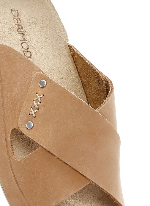 Kadın Bej Nubuk Deri Comfort Terlik 25SFD5010V3 - Görsel 9